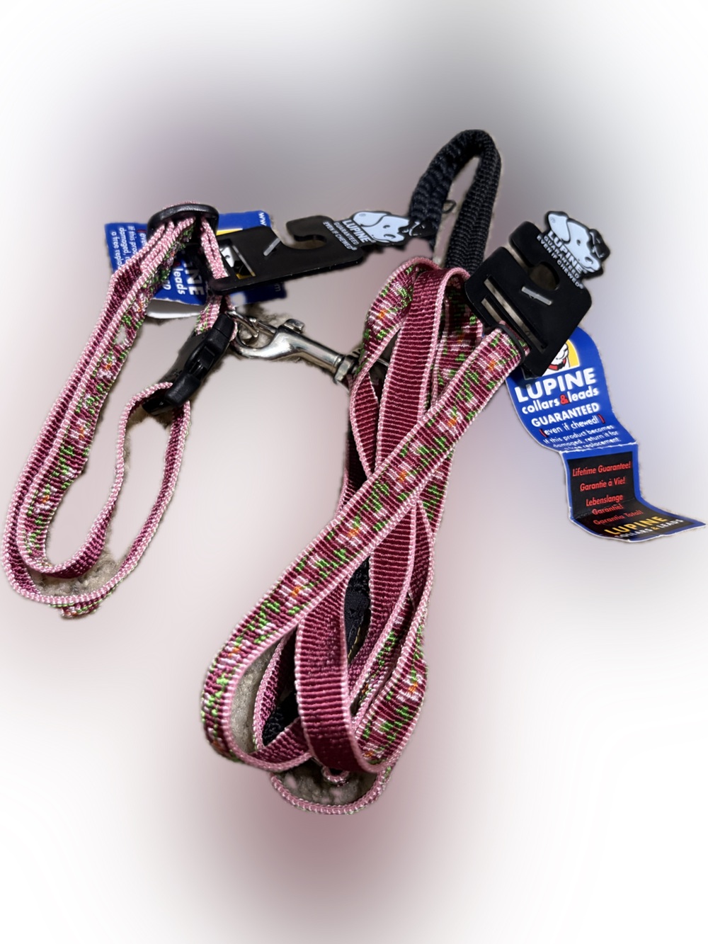 NWT LUPINE 1/2” CHERRY BLOSSOM COLLAR & LEASH
